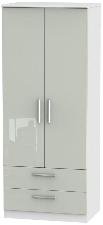 Knightsbridge Cashmere Gloss and White 2 Door 2 Drawer Double Wardrobe