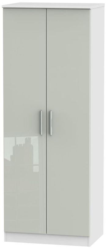 Knightsbridge Cashmere Gloss and White 2 Door Tall Plain Wardrobe