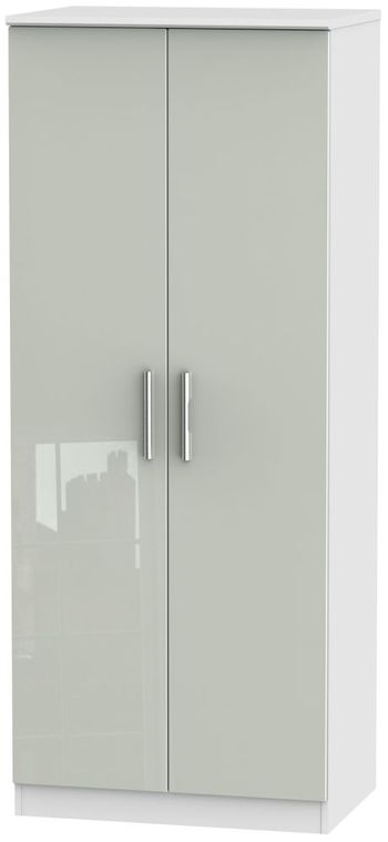 Knightsbridge Cashmere Gloss and White 2 Door Plain Wardrobe