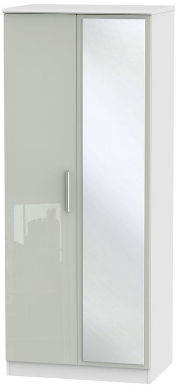 Knightsbridge Cashmere Gloss and White 2 Door 1 Mirror Wardrobe