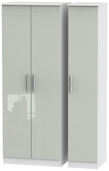 Knightsbridge Cashmere Gloss and White 3 Door Triple Tall Wardrobe