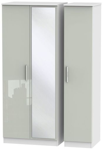 Knightsbridge Cashmere Gloss and White 3 Door 1 Mirror Triple Wardrobe