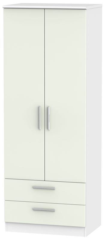 Knightsbridge Cashmere Matt and White 2 Door 2 Drawer Tall Wardrobe