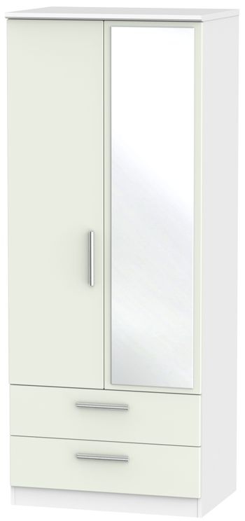 Knightsbridge Cashmere Matt and White 2 Door 1 Mirror Combi Wardrobe