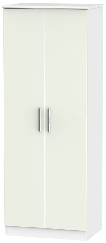 Knightsbridge Cashmere Matt and White 2 Door Tall Plain Wardrobe