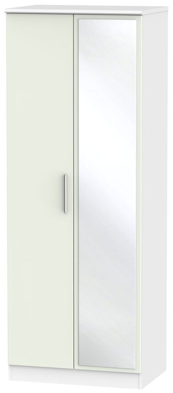 Knightsbridge Cashmere Matt and White 2 Door 1 Mirror Tall Wardrobe