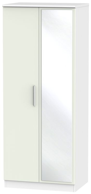 Knightsbridge Cashmere Matt and White 2 Door 1 Mirror Wardrobe
