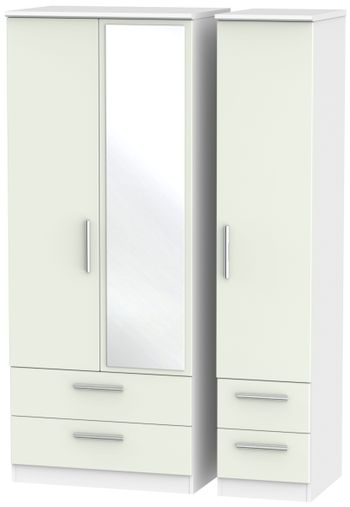 Knightsbridge Cashmere Matt and White 3 Door 1 Mirror Combi Wardrobe