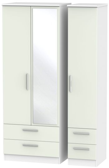 Knightsbridge Cashmere Matt and White 3 Door 1 Mirror Combi Tall Wardrobe