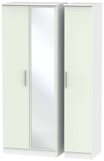 Knightsbridge Cashmere Matt and White 3 Door 1 Mirror Tall Triple Wardrobe