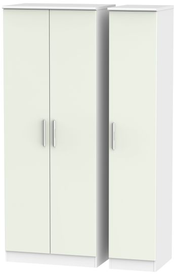 Knightsbridge Cashmere Matt and White 3 Door Tall Triple Wardrobe