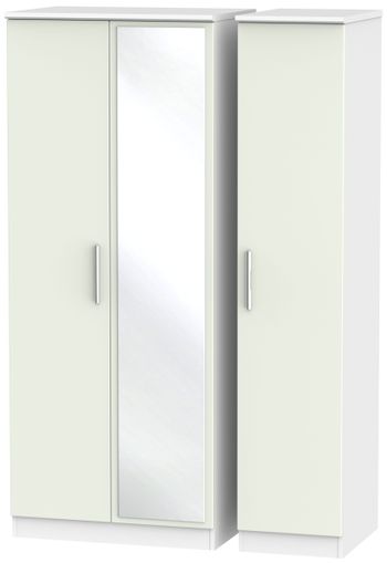 Knightsbridge Cashmere Matt and White 3 Door 1 Mirror Triple Wardrobe