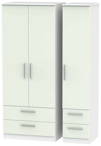 Knightsbridge Cashmere Matt and White 3 Door 4 Drawer Triple Wardrobe