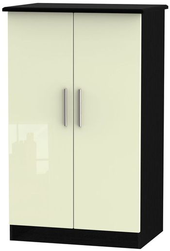 Knightsbridge Midi Cream Gloss and Black 2 Door Wardrobe