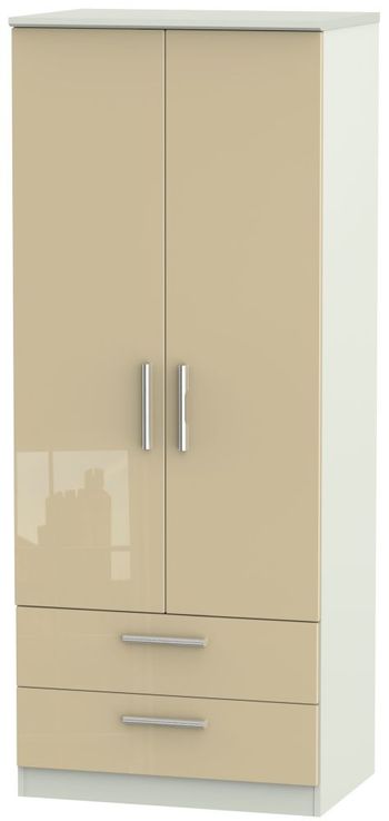 Knightsbridge Mushroom and Cashmere Matt 2 Door 2 Drawer Double Wardrobe