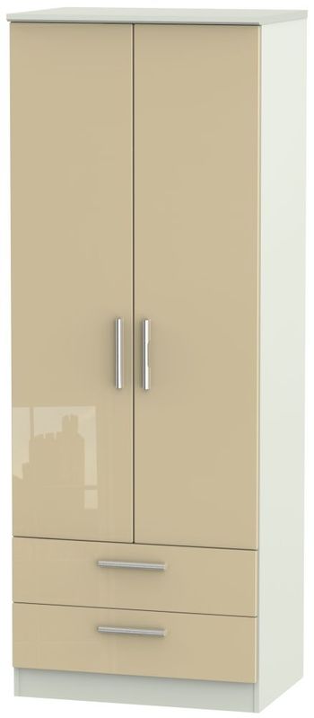 Knightsbridge Mushroom and Cashmere Matt 2 Door 2 Drawer Tall Wardrobe