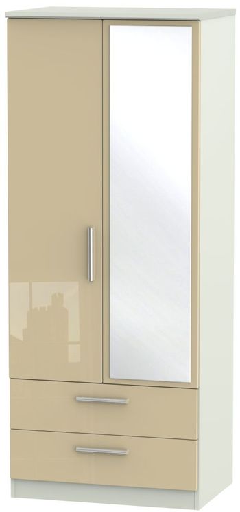 Knightsbridge Mushroom and Cashmere Matt 2 Door 1 Mirror Combi Wardrobe