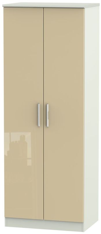 Knightsbridge Mushroom and Cashmere Matt 2 Door Tall Plain Wardrobe