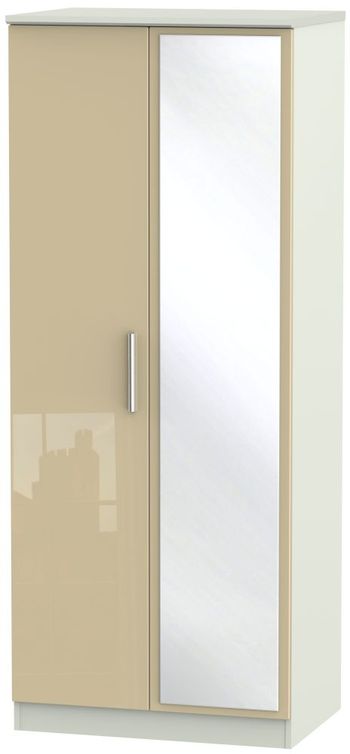 Knightsbridge Mushroom and Cashmere Matt 2 Door 1 Mirror Wardrobe