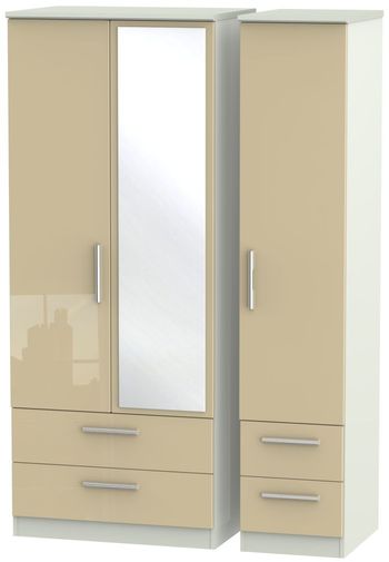 Knightsbridge Mushroom and Cashmere Matt 3 Door 1 Mirror Combi Wardrobe