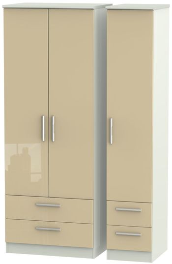 Knightsbridge Mushroom and Cashmere Matt 3 Door 4 Drawer Tall Triple Wardrobe