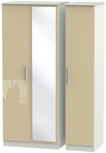 Knightsbridge Mushroom and Cashmere Matt 3 Door 1 Mirror Triple Wardrobe