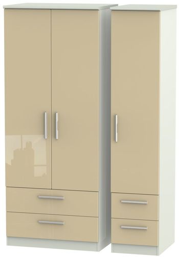 Knightsbridge Mushroom and Cashmere Matt 3 Door 4 Drawer Triple Wardrobe