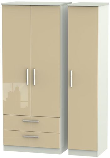 Knightsbridge Mushroom and Cashmere Matt 3 Door LHF 2 Drawer Triple Wardrobe
