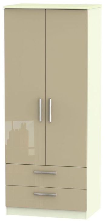 Knightsbridge Mushroom and Cream 2 Door 2 Drawer Wardrobe