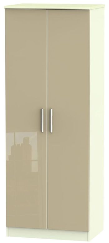 Knightsbridge Mushroom and Cream 2 Door Tall Plain Wardrobe
