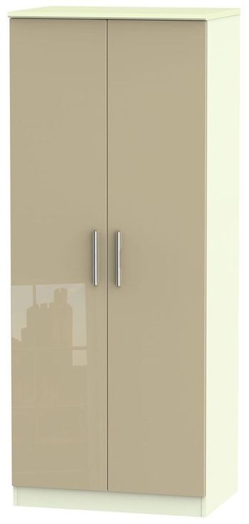 Knightsbridge Mushroom and Cream 2 Door Plain Wardrobe