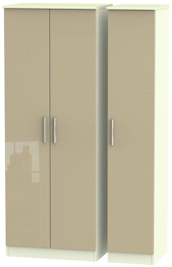 Knightsbridge Mushroom and Cream 3 Door Triple Tall Wardrobe