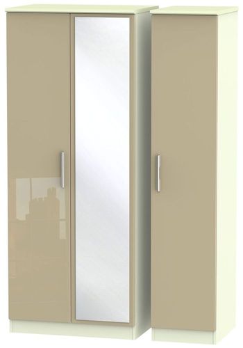 Knightsbridge Mushroom and Cream 3 Door 1 Mirror Triple Wardrobe