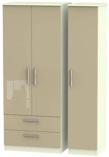 Knightsbridge Mushroom and Cream 3 Door LHF 2 Drawer Triple Wardrobe