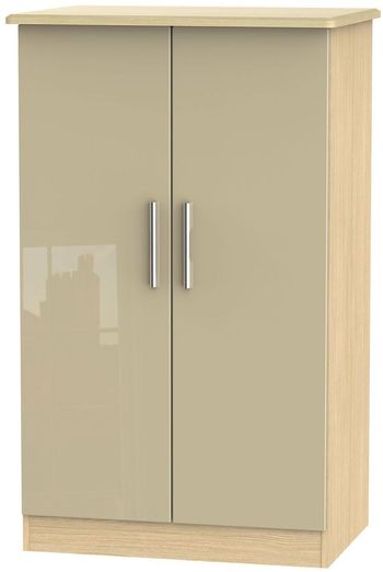 Knightsbridge Mushroom and Light Oak 2 Door Midi Wardrobe