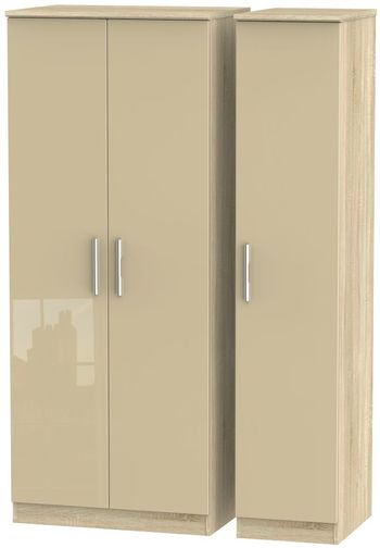 Knightsbridge Mushroom and Oak 3 Door Triple Wardrobe
