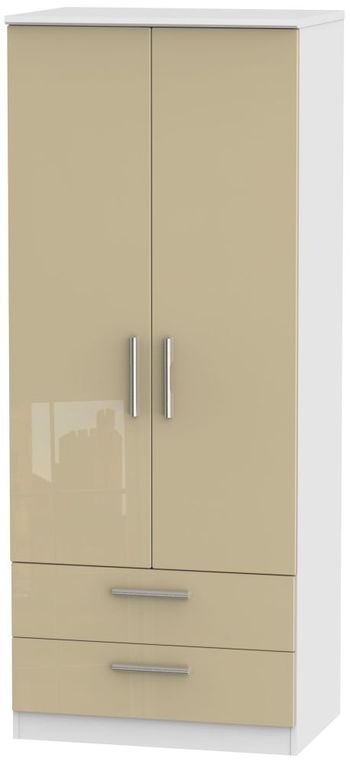 Knightsbridge Mushroom and White 2 Door 2 Drawer Wardrobe