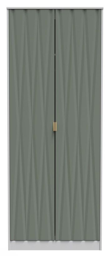 Las Vegas White and Green 2 Door Tall Plain Wardrobe