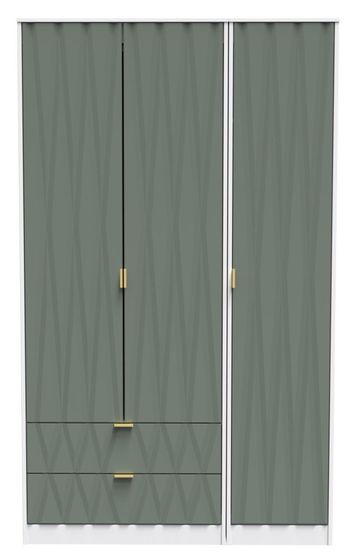Las Vegas White and Green 3 Door LHF 2 Drawer Tall Triple Wardrobe