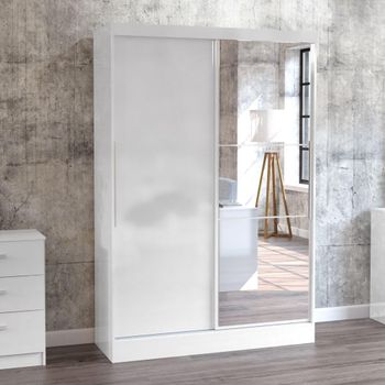 Lynx Sliding Mirror White Gloss 2 Door Wardrobe