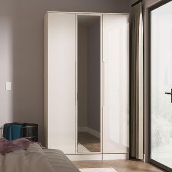 Milan Cashmere Gloss 3 Door 1 Mirror Tall Triple Wardrobe