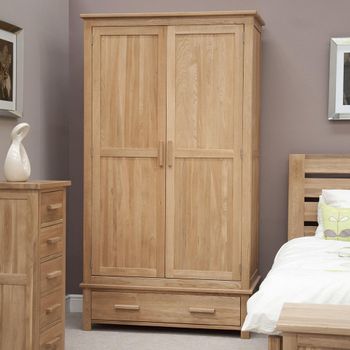 Opus Oak 2 Door 1 Drawer Wardrobe