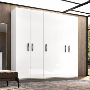 Modern Mara White 5 Door Wardrobe