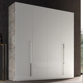 Modern Treviso Grey 4 Door Wardrobe
