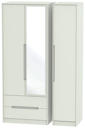Monaco Cashmere Matt 3 Door 1 Mirror LHF 2 Drawer Combi Tall Wardrobe