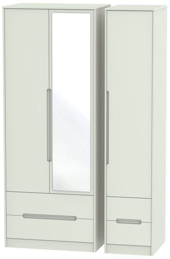 Monaco Cashmere Matt 3 Door 1 Mirror Combi Tall Wardrobe