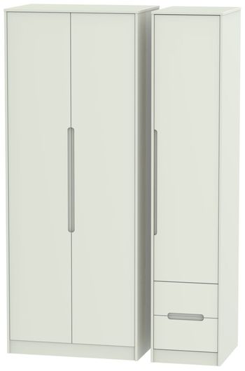 Monaco Cashmere Matt 3 Door RHF 2 Drawer Tall Triple Wardrobe