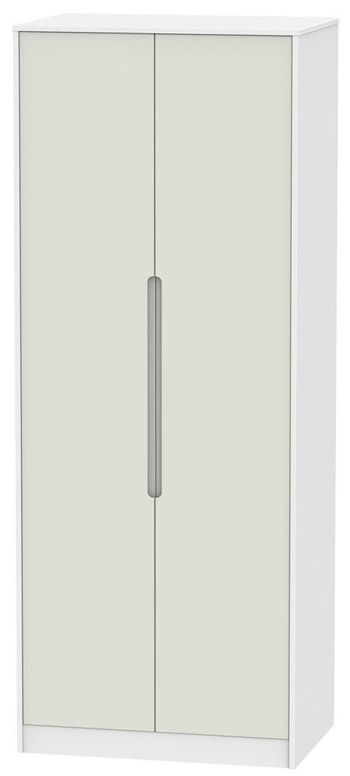 Monaco Cashmere and White 2 Door Tall Plain Wardrobe
