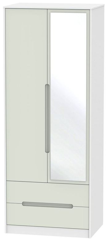 Monaco Cashmere and White 2 Door 1 Mirror Combi Tall Wardrobe