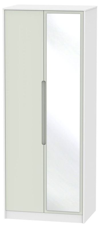 Monaco Cashmere and White 2 Door 1 Mirror Tall Wardrobe